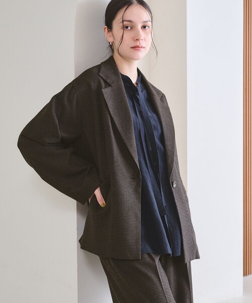BEAUTY&YOUTH UNITED ARROWS（ビューティーアンドユースユナイテッドアローズ）の「【WEB限定 Wardrobe DAILY MINIMAL】テーラード チェック ジャケット（テーラードジャケット・レディース・ダークブラウン/ダークグレー・L/M/S）」の10枚目の写真