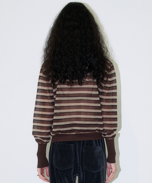 MILLO WOMEN（ミロウーマン）の「シアーストライプニット[ブラウン]（ニット/セーター・レディース・その他・ONE SIZE）」の3枚目の写真