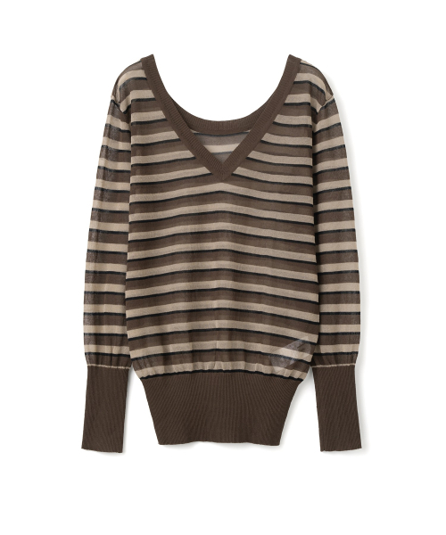 MILLO WOMEN（ミロウーマン）の「シアーストライプニット[ブラウン]（ニット/セーター・レディース・その他・ONE SIZE）」の4枚目の写真
