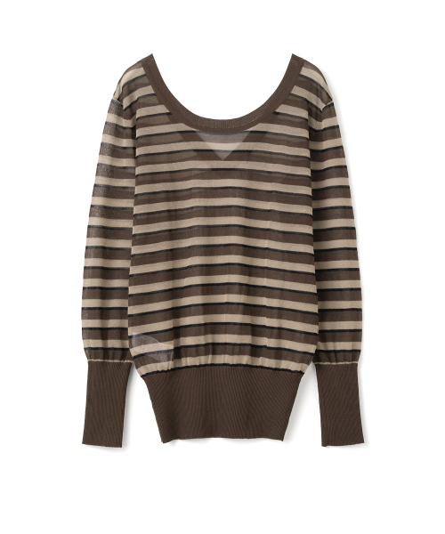 MILLO WOMEN（ミロウーマン）の「シアーストライプニット[ブラウン]（ニット/セーター・レディース・その他・ONE SIZE）」の5枚目の写真