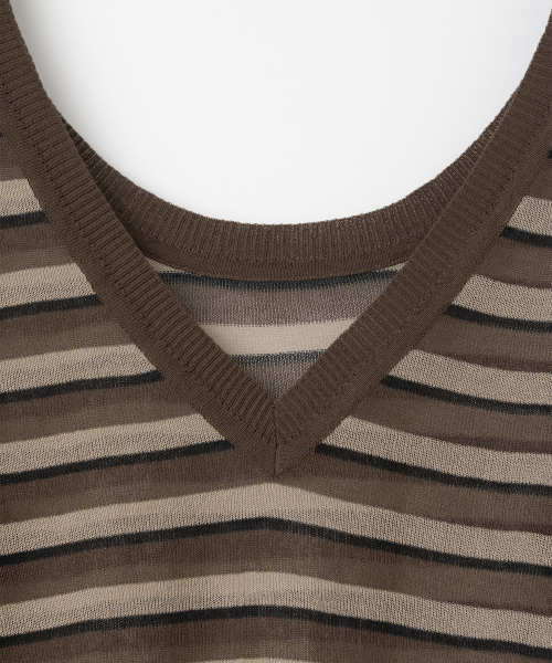 MILLO WOMEN（ミロウーマン）の「シアーストライプニット[ブラウン]（ニット/セーター・レディース・その他・ONE SIZE）」の6枚目の写真