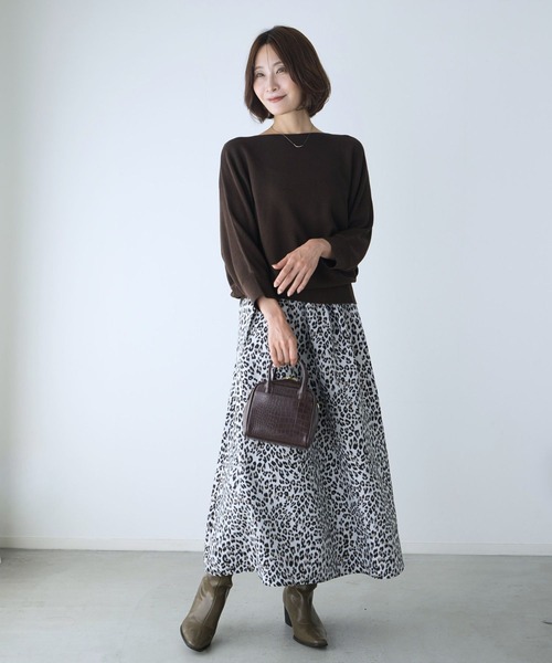 Ehre style(エーレスタイル)の「「素敵ですね」と言われる!立体レオパード(スカート・レディース・ブラック/ホワイト・FREE)」の8枚目の写真