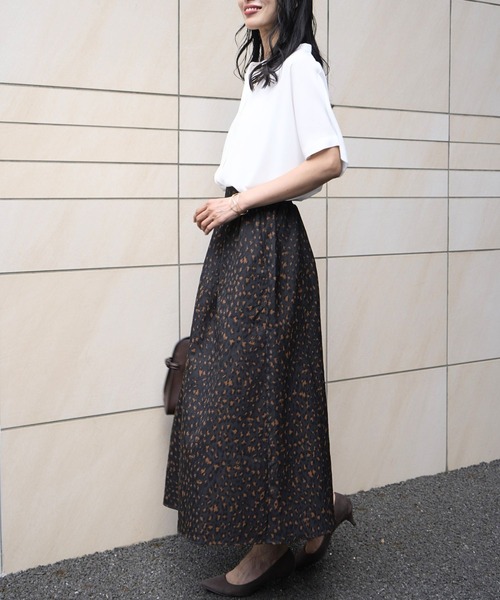 Ehre style(エーレスタイル)の「「素敵ですね」と言われる!立体レオパード(スカート・レディース・ブラック/ホワイト・FREE)」の12枚目の写真