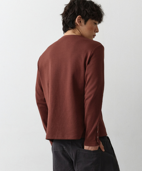 LXT（エルエックスティー）の「コットンブレンド スナップヘンリーネック ロングスリーブ [バーガンディ]（Tシャツ/カットソー・レディース・その他・MEDIUM/LARGE/X-LARGE）」の3枚目の写真