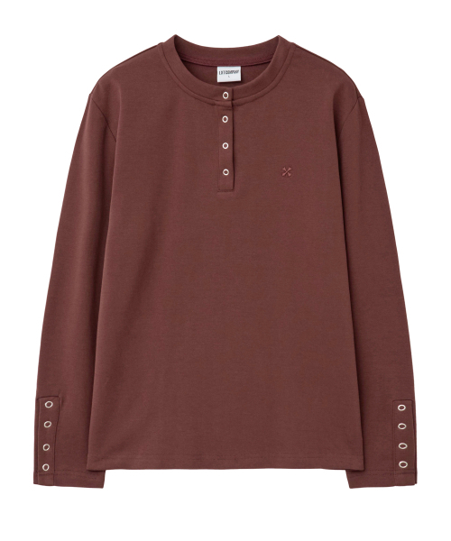 LXT（エルエックスティー）の「コットンブレンド スナップヘンリーネック ロングスリーブ [バーガンディ]（Tシャツ/カットソー・レディース・その他・MEDIUM/LARGE/X-LARGE）」の6枚目の写真