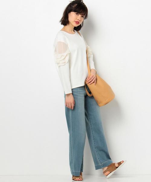 Another Edition（アナザーエディション）の「シフォンフリルスリーブトップス/AEBFC  シフォン FRILL  SL T◆（Tシャツ/カットソー・レディース・オフホワイト・FREE）」の9枚目の写真