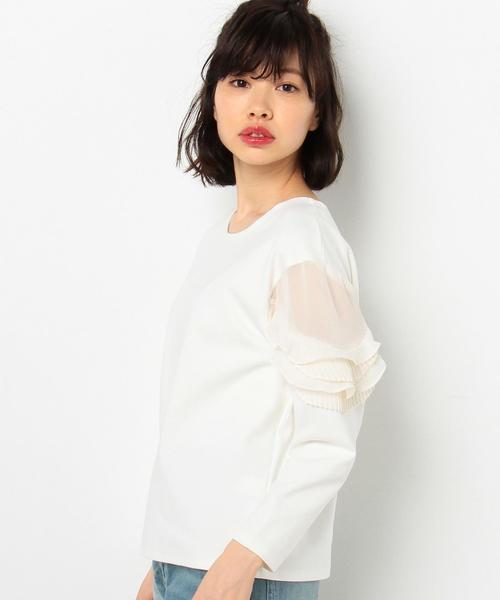Another Edition（アナザーエディション）の「シフォンフリルスリーブトップス/AEBFC  シフォン FRILL  SL T◆（Tシャツ/カットソー・レディース・オフホワイト・FREE）」の4枚目の写真
