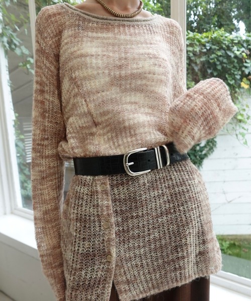 Ameri(�A����)��VARIEGATED SHEER KNIT TOP(T�V���c/�J�b�g�\�[)