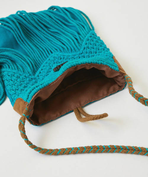 チャイハネ（チャイハネ）の「【チャイハネ】フリンジマクラメ編みポシェット（ショルダーバッグ・レディース・オフホワイト/ターコイズブルー・FREE）」の10枚目の写真