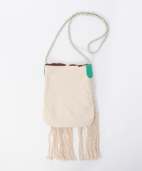 チャイハネ（チャイハネ）の「【チャイハネ】フリンジマクラメ編みポシェット（ショルダーバッグ・レディース・オフホワイト/ターコイズブルー・FREE）」の3枚目の写真