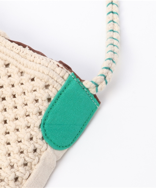 チャイハネ（チャイハネ）の「【チャイハネ】フリンジマクラメ編みポシェット（ショルダーバッグ・レディース・オフホワイト/ターコイズブルー・FREE）」の4枚目の写真