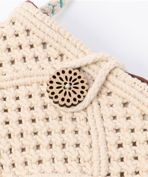 チャイハネ（チャイハネ）の「【チャイハネ】フリンジマクラメ編みポシェット（ショルダーバッグ・レディース・オフホワイト/ターコイズブルー・FREE）」の5枚目の写真