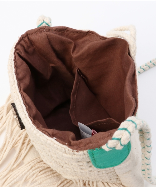 チャイハネ（チャイハネ）の「【チャイハネ】フリンジマクラメ編みポシェット（ショルダーバッグ・レディース・オフホワイト/ターコイズブルー・FREE）」の7枚目の写真