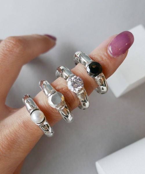 e.m. イーエム サイドジルコニア埋め込み リング 指輪 アクセサリー