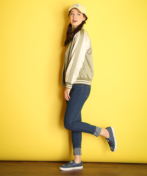 Honeys（ハニーズ）の「配色リブブルゾン（ブルゾン・レディース・ピンク/ネイビー/グレー/ブラック/カーキ・M/L）」の14枚目の写真