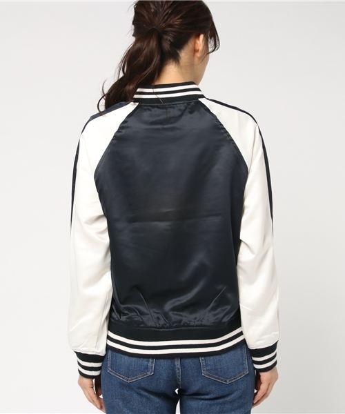 Honeys（ハニーズ）の「配色リブブルゾン（ブルゾン・レディース・ピンク/ネイビー/グレー/ブラック/カーキ・M/L）」の8枚目の写真