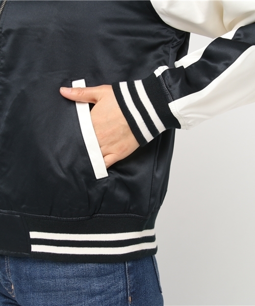 Honeys（ハニーズ）の「配色リブブルゾン（ブルゾン・レディース・ピンク/ネイビー/グレー/ブラック/カーキ・M/L）」の10枚目の写真