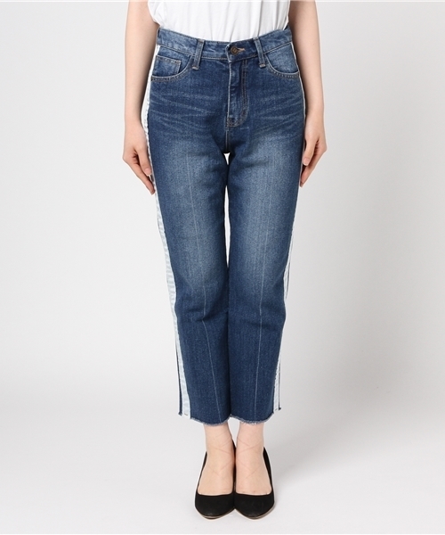 LUC DNM （ラックデニム）の「LUCDNM ラックデニム　tape line boy's テープラインボーイズ（デニムパンツ・レディース・ブルー・LARGE/MEDIUM）」の2枚目の写真