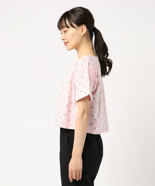 WEGO(ウィゴー)の「WEGO/ヤシの木総プリントショートTシャツ(Tシャツ/カットソー・レディース・イエロー/オフホワイト/ピンク・FREE)」の4枚目の写真