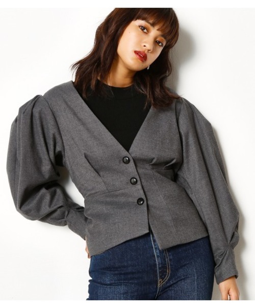 SLY(スライ)の「VOLUME SLEEVE ASYMMETRY JK(その他アウター・レディース・グレー/ブラック/ベージュ・1/2)」の3枚目の写真