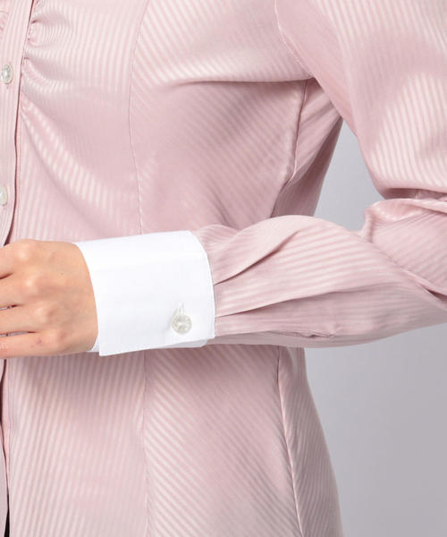 NARACAMICIE（ナラカミーチェ）の「ペンシルサテンストライプ長袖シャツ（シャツ/ブラウス・レディース・ホワイト/ピンク・LARGE/MEDIUM/SMALL）」の12枚目の写真