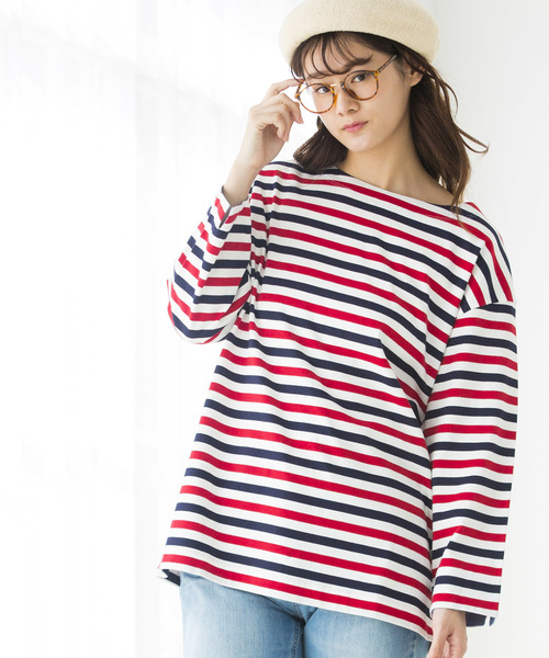 WEGO（ウィゴー）の「WEGO/バスクボーダー7分袖シャツ（Tシャツ/カットソー・メンズ・トリコロール/ブラック系その他5/ベージュ系その他5/ブルー系その他5・MEDIUM/LARGE）」の7枚目の写真