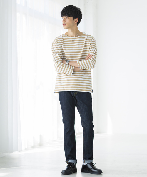 WEGO（ウィゴー）の「WEGO/バスクボーダー7分袖シャツ（Tシャツ/カットソー・メンズ・トリコロール/ブラック系その他5/ベージュ系その他5/ブルー系その他5・MEDIUM/LARGE）」の12枚目の写真