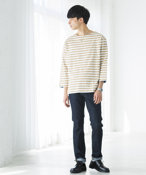 WEGO（ウィゴー）の「WEGO/バスクボーダー7分袖シャツ（Tシャツ/カットソー・メンズ・トリコロール/ブラック系その他5/ベージュ系その他5/ブルー系その他5・MEDIUM/LARGE）」の13枚目の写真