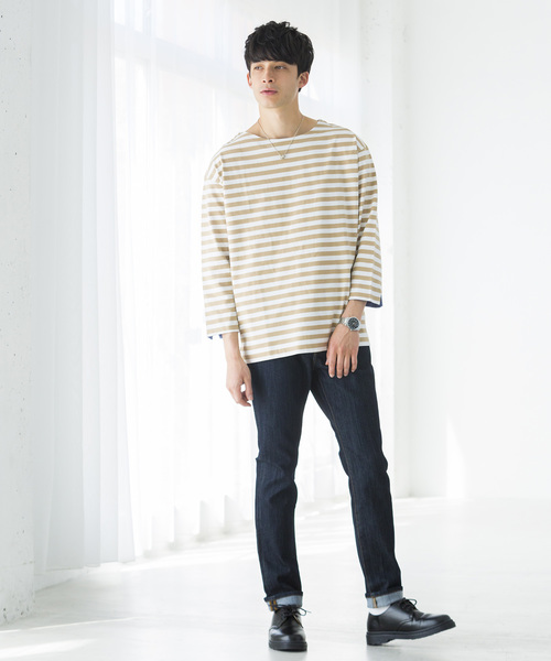 WEGO（ウィゴー）の「WEGO/バスクボーダー7分袖シャツ（Tシャツ/カットソー・メンズ・トリコロール/ブラック系その他5/ベージュ系その他5/ブルー系その他5・MEDIUM/LARGE）」の14枚目の写真