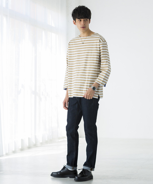 WEGO（ウィゴー）の「WEGO/バスクボーダー7分袖シャツ（Tシャツ/カットソー・メンズ・トリコロール/ブラック系その他5/ベージュ系その他5/ブルー系その他5・MEDIUM/LARGE）」の15枚目の写真