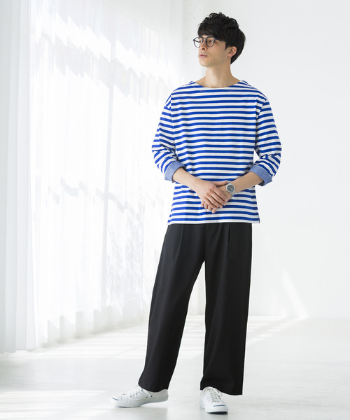 WEGO（ウィゴー）の「WEGO/バスクボーダー7分袖シャツ（Tシャツ/カットソー・メンズ・トリコロール/ブラック系その他5/ベージュ系その他5/ブルー系その他5・MEDIUM/LARGE）」の19枚目の写真