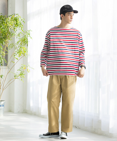 WEGO（ウィゴー）の「WEGO/バスクボーダー7分袖シャツ（Tシャツ/カットソー・メンズ・トリコロール/ブラック系その他5/ベージュ系その他5/ブルー系その他5・MEDIUM/LARGE）」の21枚目の写真