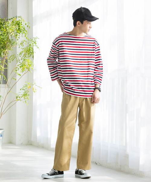 WEGO（ウィゴー）の「WEGO/バスクボーダー7分袖シャツ（Tシャツ/カットソー・メンズ・トリコロール/ブラック系その他5/ベージュ系その他5/ブルー系その他5・MEDIUM/LARGE）」の22枚目の写真