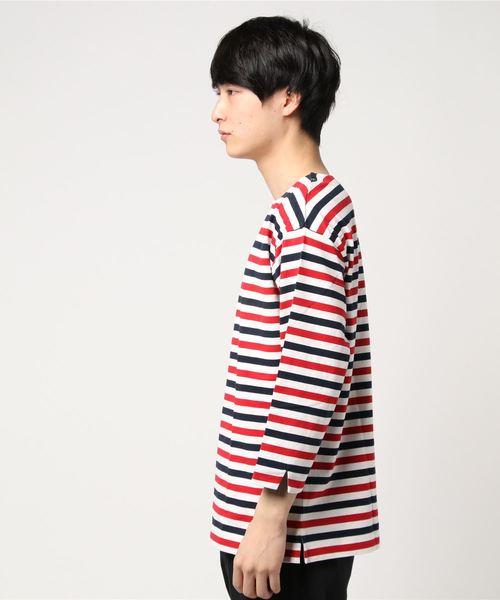 WEGO（ウィゴー）の「WEGO/バスクボーダー7分袖シャツ（Tシャツ/カットソー・メンズ・トリコロール/ブラック系その他5/ベージュ系その他5/ブルー系その他5・MEDIUM/LARGE）」の5枚目の写真