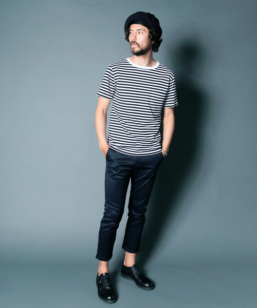 Magine（マージン）の「CTN BOADER C/N PKT TEE S/S:コットンボーダー クルーネックポケットTEE（Tシャツ/カットソー・メンズ・ブラック×グレー/グレイッシュベージュ/ホワイト×ネイビー/ホワイト×ブラック・48/44/46）」の10枚目の写真