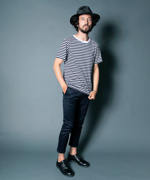 Magine（マージン）の「CTN BOADER C/N PKT TEE S/S:コットンボーダー クルーネックポケットTEE（Tシャツ/カットソー・メンズ・ブラック×グレー/グレイッシュベージュ/ホワイト×ネイビー/ホワイト×ブラック・48/44/46）」の11枚目の写真