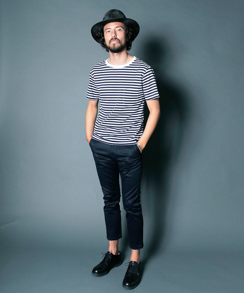 Magine（マージン）の「CTN BOADER C/N PKT TEE S/S:コットンボーダー クルーネックポケットTEE（Tシャツ/カットソー・メンズ・ブラック×グレー/グレイッシュベージュ/ホワイト×ネイビー/ホワイト×ブラック・48/44/46）」の12枚目の写真