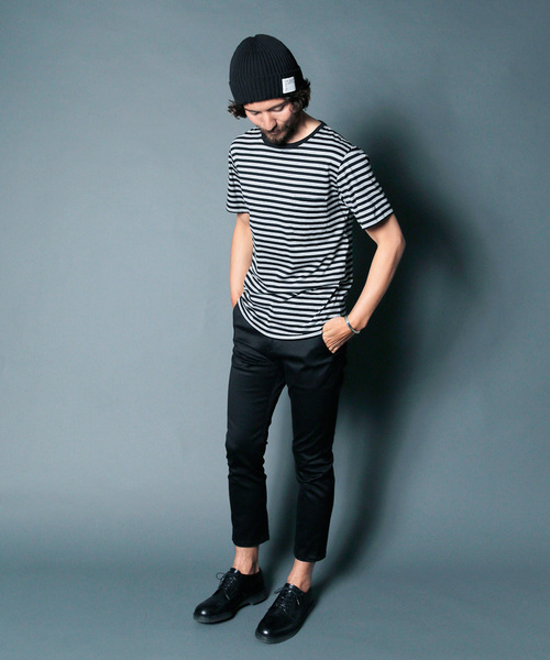 Magine（マージン）の「CTN BOADER C/N PKT TEE S/S:コットンボーダー クルーネックポケットTEE（Tシャツ/カットソー・メンズ・ブラック×グレー/グレイッシュベージュ/ホワイト×ネイビー/ホワイト×ブラック・48/44/46）」の13枚目の写真