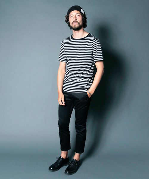 Magine（マージン）の「CTN BOADER C/N PKT TEE S/S:コットンボーダー クルーネックポケットTEE（Tシャツ/カットソー・メンズ・ブラック×グレー/グレイッシュベージュ/ホワイト×ネイビー/ホワイト×ブラック・48/44/46）」の14枚目の写真