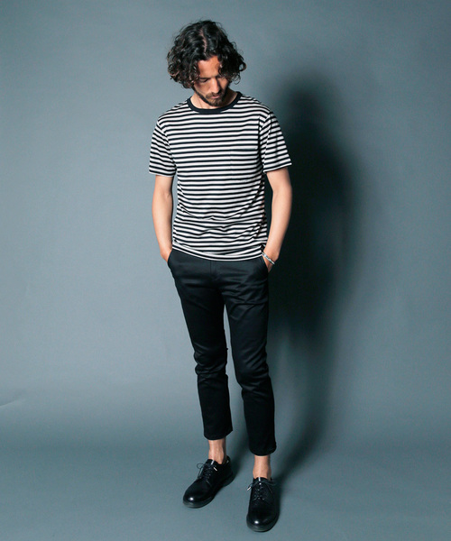 Magine（マージン）の「CTN BOADER C/N PKT TEE S/S:コットンボーダー クルーネックポケットTEE（Tシャツ/カットソー・メンズ・ブラック×グレー/グレイッシュベージュ/ホワイト×ネイビー/ホワイト×ブラック・48/44/46）」の15枚目の写真