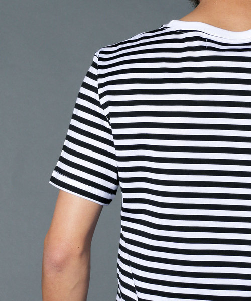 Magine（マージン）の「CTN BOADER C/N PKT TEE S/S:コットンボーダー クルーネックポケットTEE（Tシャツ/カットソー・メンズ・ブラック×グレー/グレイッシュベージュ/ホワイト×ネイビー/ホワイト×ブラック・48/44/46）」の21枚目の写真