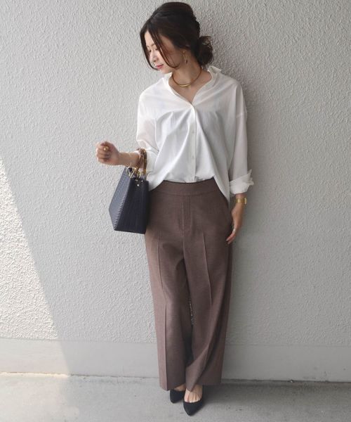 SHIPS(シップス)の「【手洗い可能】チェックパンツ◇(その他パンツ・レディース・グレー/レンガ・38/36/34)」の6枚目の写真