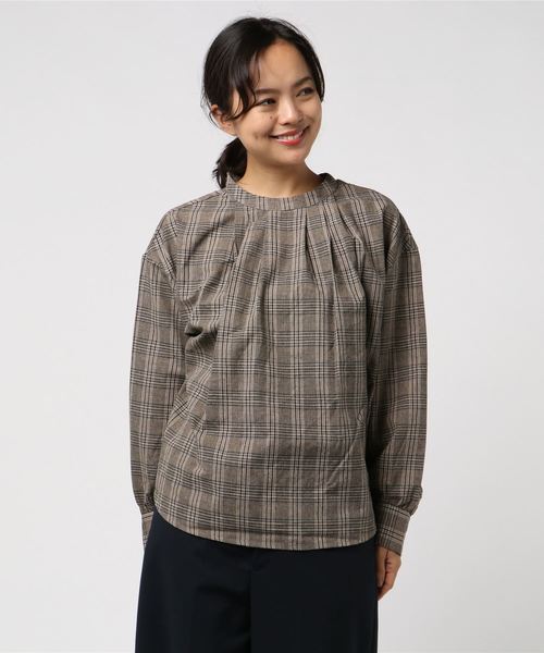 LBC（エルビーシー）の「チェックハイネックブラウス（シャツ/ブラウス・レディース・ブラック/ブラウン/その他35・M/L）」の5枚目の写真