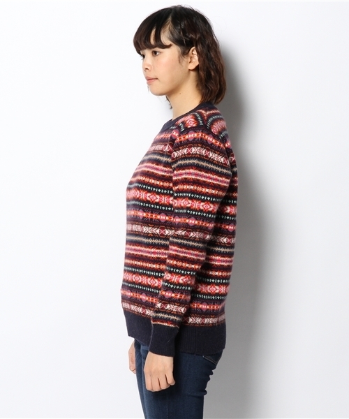 coen(コーエン)の「アンゴラ混ラムウールジャガードニット2(ニット/セーター・レディース・ベージュ/ネイビー・MEDIUM/LARGE)」の4枚目の写真