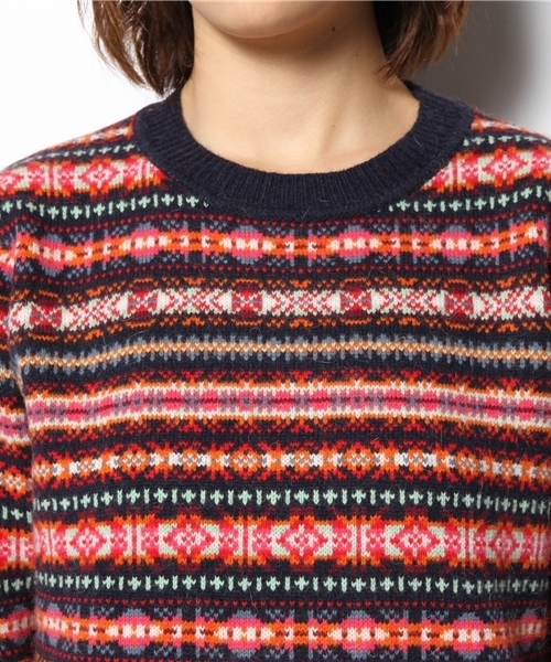 coen(コーエン)の「アンゴラ混ラムウールジャガードニット2(ニット/セーター・レディース・ベージュ/ネイビー・MEDIUM/LARGE)」の6枚目の写真