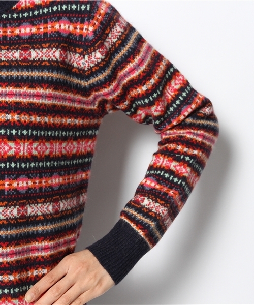 coen(コーエン)の「アンゴラ混ラムウールジャガードニット2(ニット/セーター・レディース・ベージュ/ネイビー・MEDIUM/LARGE)」の7枚目の写真