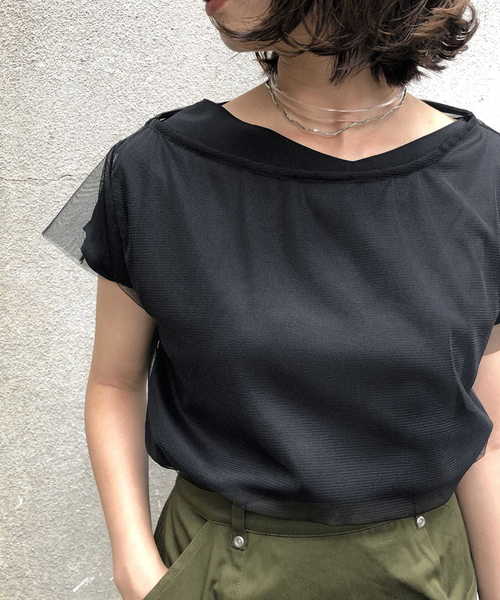 &g'aime(アンジェム)の「【&g'aime】チュールレイヤードブラウス(Tシャツ/カットソー・レディース・ブラック/ライトベージュ・FREE)」の19枚目の写真