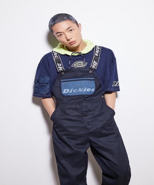 Dickies(ディッキーズ)の「【メンズ】メッシュポケット付きジャカードストラップオーバーオール(サロペット/オーバーオール)」|ダークネイビー