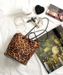 【A.M.S./エーエムエス】 レオパード 巾着バッグ / ミニショルダーバッグ