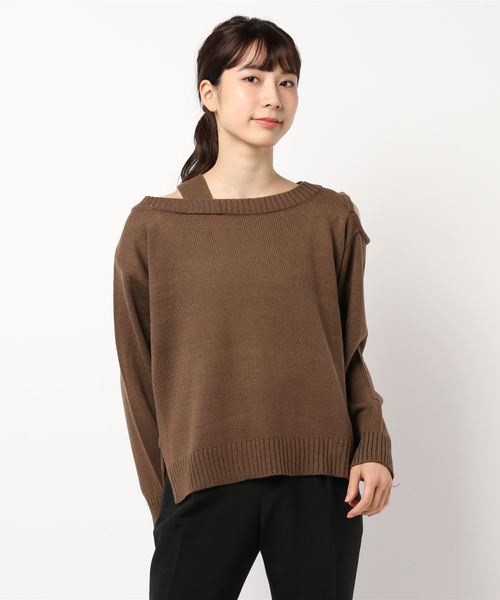 KOBE LETTUCE(コウベレタス)の「オープンショルダー重ね着風ニットプルオーバー(ニット/セーター・レディース・ブラック/パープル/ブラウン・FREE)」の13枚目の写真